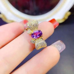 Cluster Rings Shining Party Amethyst Ring 925 Sterling Silver Fine Jewellery Natural And Real