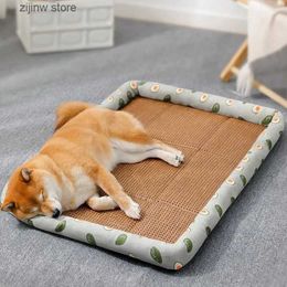 kennels pens Dog mat cooling summer mat dog mat cat blanket sofa breathable pet dog bed washable small dog dog accessories Y240322