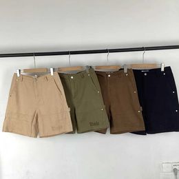 Men's Shorts RHUDE New Casual Shorts High Street Simple Retro Multi Pocket Embroider Zipper Cargo Shorts Mens Couple Shorts J240322
