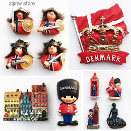 Fridge Magnets Nordic Denmark Refrigerator Magnet Decoration Crafts Collection Gifts Copenhagen Royal Crown Travel Commemorative Refrigerant Stickers Y240322