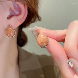 Stud Earrings Water Drops Natural Stone Geometric For Women Light Luxury Fashion Temperament Jewelry Boucle Oreille Femme