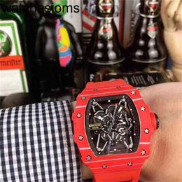 Factory RichaMill Swiss ZF Watch Luxury Wristwatch Business Leisure Rms3502 Automatic Mechanical Watch Red Carbon Fibre Tape