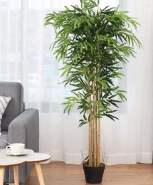 Decorative Flowers Artificial Bamboo Tree Greenery Plants In Nursery Pot Fake Trees For Home Office 5Ft High