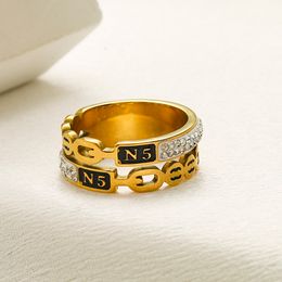 Band Rings Designer Branded Letter Band Rings Gold Plated Crystal Stainless Steel Love Wedding Jewelry Supplies Fine Carving Finger Ring 20style Y24050