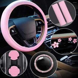 Steering Wheel Covers 10pc Solid Color Car Interior Accessories Set Cover Shoulder Pad Air Outlet Clip Universal Decoration