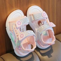 Kids Shoes 2024 Summer New Girls Sandals Little Girls Beach Shoes Princess Sandals Soft Soled Baby Cartoon Walking Sandals Size 21-32