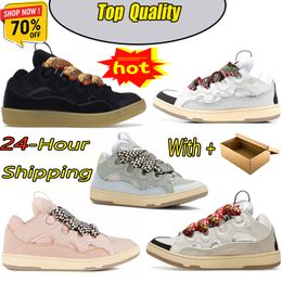 2024 Designer Shoes Men Women Sneakers Extraordinary Embossed Black Pink Purple Red Leather Curb Calfskin Rubber Man Platform Trainers 36-46