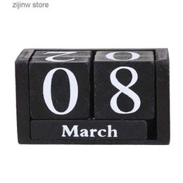 Calendar Vintage Wooden Calendar Eternal Block Month Date Display Desktop Accessories Photo Props Home Office Decoration Y240322