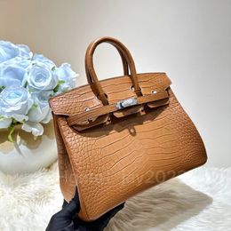 10S Discount style all handmade tote bag limited designer bag Noble 25CM with imported original top quality Crocodile skin TOP customization Spot offering with box