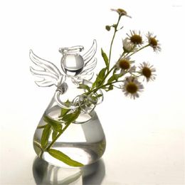 Vases 2024 Clear Glass Vase Angel Shape Flower Plant Hanging Container Beautiful Home Decoration
