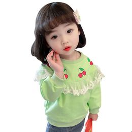 Hoodies Sweatshirts Sell Childrens Clothing Autumn Baby Boy Girl Cherry Pattern Sweatshirt Lace Floral O-Neck Long Sleeve Kids Clothes Otgr0