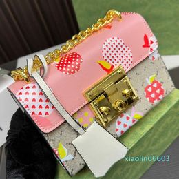 HOT Shoulder Bags Cross body Designer High Quality Fashion Bags Cute Apple Print Chain Square Messenger Women Purses