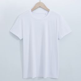 2024 high-end double-sided liquid ammonia mercerized cotton t-shirt women's summer short-sleeved cotton versatile white round neck t-shirt