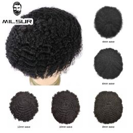 Toupees Toupees Durable Mono Curly Hair System Unit for Black Men Male Hair Prosthesis For Men 6" Human Hair Men's