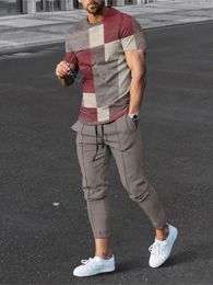 Oversized Mens Clothing Sets Summer T Shirts Pants 2 Piece Suits Fashion Beach Short Tracksuit Casual Outdoor Outfits 240312