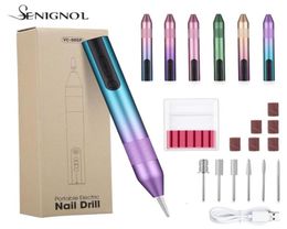 Nail Drill Accessories SENIGNOL Electric Nails Machine USB Milling Cutter File For Manicure Pedicure 20000RPM Professional Equip6326408