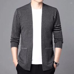 Men's Sweaters 2024 Autumn Knitted Cardigan Casual And Handsome Versatile Striped Loose Suit Coat
