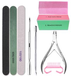 Manicure Kit Art Sand Files Buffer Sponge Block Brush Nail File Kit With Cuticle Pusher Acrylic Nail Clipper Gel Polish Kit Rabe1910862