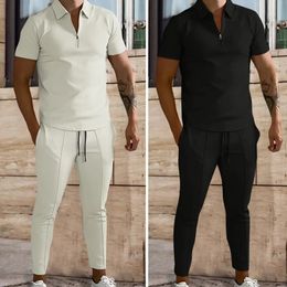 2PcsSet Minimalistic Sportswear Suit Washable Casual Wearing Sweat Absorption Solid Colour Mens Sports 240312