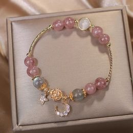 Charm Bracelets 1PCS Exquisite Colourful Star Moon Beads Bracelet For Women Metal Chain Sister Girlfriend Gift