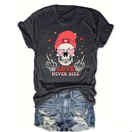 Women'S Blouses Shirts Womens Skl Love Valentines Day Casual Loose Round Neck Short Sleeve T-Shirt Top Drop Delivery Apparel Clothi Dhd1I