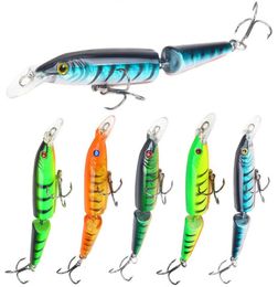 5Pcsset 105mm 9g Fishing Lure Artificial Minnow Lures Bait Wobblers Crankbait 2 Segments Swimmer Fish Hard Baits Treble Hooks T198266227