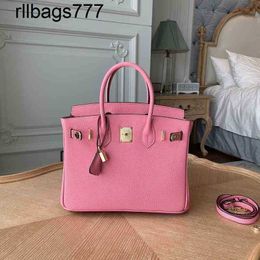 Genuine leather BK Handbag Designer Handbags 2024 Pink Platinum Togo Top High Sense Solid Colour Messenger Large Capacity