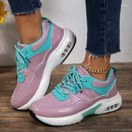 Casual Shoes Women 2024 Air Cushion Sneakers Autumn Platform Fashion Lace Up Soft Leather Breathable Sports Running