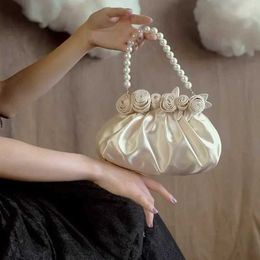 Cross Body 2023 Luxury Pearl Beading Evening Bag Women Handmade Bridal Wedding Party Dinner Hand Bags Ladies Day Clutch HandbagL2403