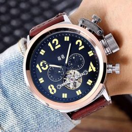 Top brand business mens watches mechanical automatic movement Genuine Leather strap 48mm big dial fashion watch for men christmas 190j