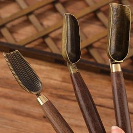 Tea Scoops 17cm Professional Spoon Ebony Teaspoon Solid Wood Retro Creative Shovel KongFu Ceremony Accessories Tools