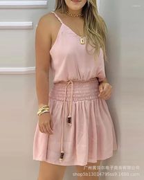 Casual Dresses Fashion Womens Dress Pink Waist For Women