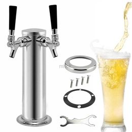 Bar Tools Double Tap Draught Beer Tower Stainless Steel Bar Pub Kegerator Dual Chrome Faucet 240322