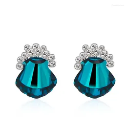 Stud Earrings ER-00107 Korean Fashion Crystal Earings Birthday Gift Silver Plated Shell For Women Items With