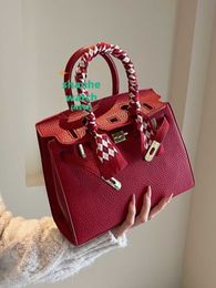 H Women Totes Hardware Shoulder bags High end Red Wedding Bag for Women's 2024 New Autumn Winter Popular Crossbody Handbag Have Real Logo