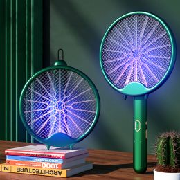 Zappers Fly Swatter Electric Racket USB Bug Zapper Racket Foldable UV light 800mAh 5Layer Safety Mesh Pest Control for Home Bedroom