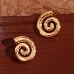 Stud Earrings Spiral Conch Water Resistant Tarnish Free 18K Gold Plated For Women 316L Stainless Steel Gift