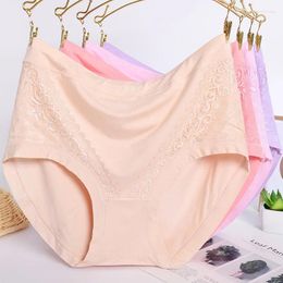 Women's Panties Oversized Underpants Female Fat Mm200kg Lace Modal Red Mid Waist Mother's Briefs