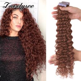 Extensions 2g/pcs Deep Wave Tape In Human Hair Extensions Brazilian Brown Color 100% Real Remy Hair Skin Weft Adhesive Glue On For Women