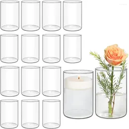 Vases Glass Cylindrical Vase Of 16 Pack Home Decoration Clear Bud For Center-weeding Decorative Decor Garden