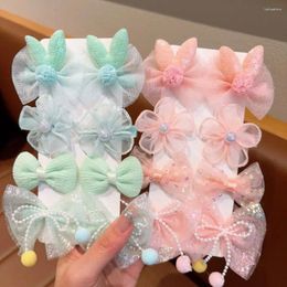 Hair Accessories Candy Color Cute Barrettes Set Duckbill Clip Korean Style Bow BB Princess Series Kawaii Flower Styling Tool