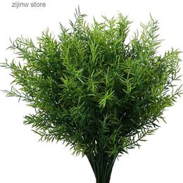 Faux Floral Greenery 7 forks Artificial Flowers Plastic Grass Wedding Home Garden Vase for Decoration Diy Photography Props Indoor Bonsai Fake Plant Y240322