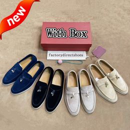 With box Italy dress shoes for men Tricolour Boat Black Dark Grey Green blue Beige women designer sneakers Summer Charms Walker White Sole Suede Loafers Piana trainers