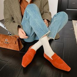 Dress Shoes Spring/Autumn Women Loafers Sheep Suede Leather For Square Toe Low Heel Elegant Pumps Designer