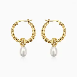 Hoop Earrings Baroque Pearl For Women Twist Round Eardrop 2024 Original Design Jewelry Teen Gift