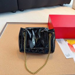 Evening Bags Mini Nolita Metal Letter Gold Chain Shoulder Crossbody Underarm patent leather Retro Flap Envelope Bag Diamond Quilted Design