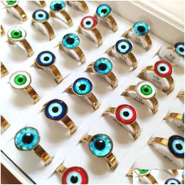 Solitaire Ring 20Pcs/Lot Womens Mens Punk Gothic Evils Eye Cool Design Gold Stainless Steel Style Mix Eyeball Demon Eyed Luc Dhgarden Dhg5A