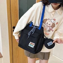 Drawstring Fashionable Nylon Tote Bag Shoulder Lareg Capacity Handbag For Men And Women