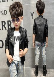 Teenager Girl Boys Leather Jacket Boys Casual Black Solid Children Outerwear Kids Girls Coats Winter Leather Jackets 2017 New4694735