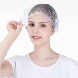 Tools 100PCS Disposable Elastic Plastic Shower Caps Bath Hair Cap for Spa Home Use Hotel Hair Salon Styling